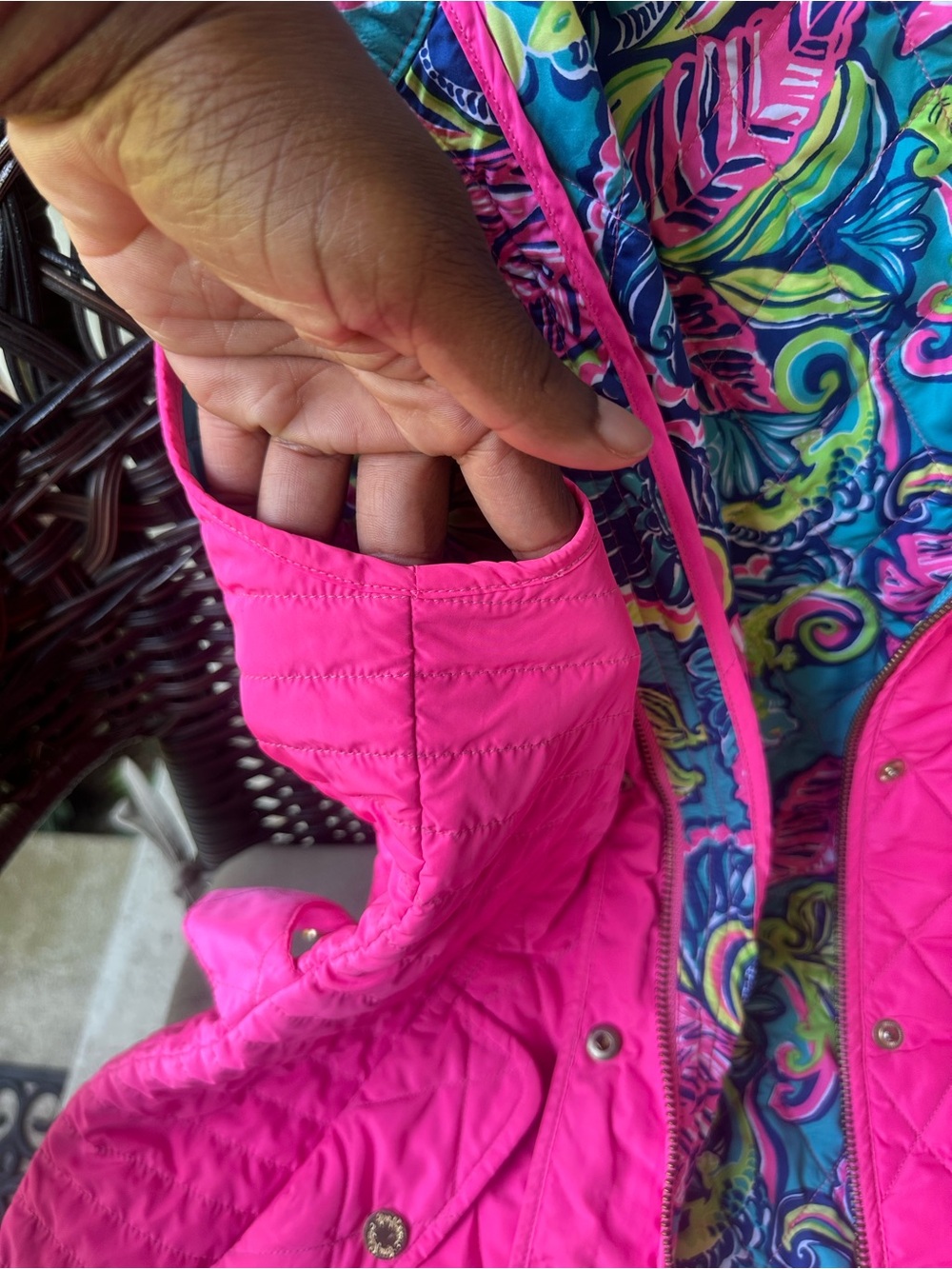 Lilly Pulitzer Blake Quilted Puffer Vest Hot Pink L - Picture 10 of 16